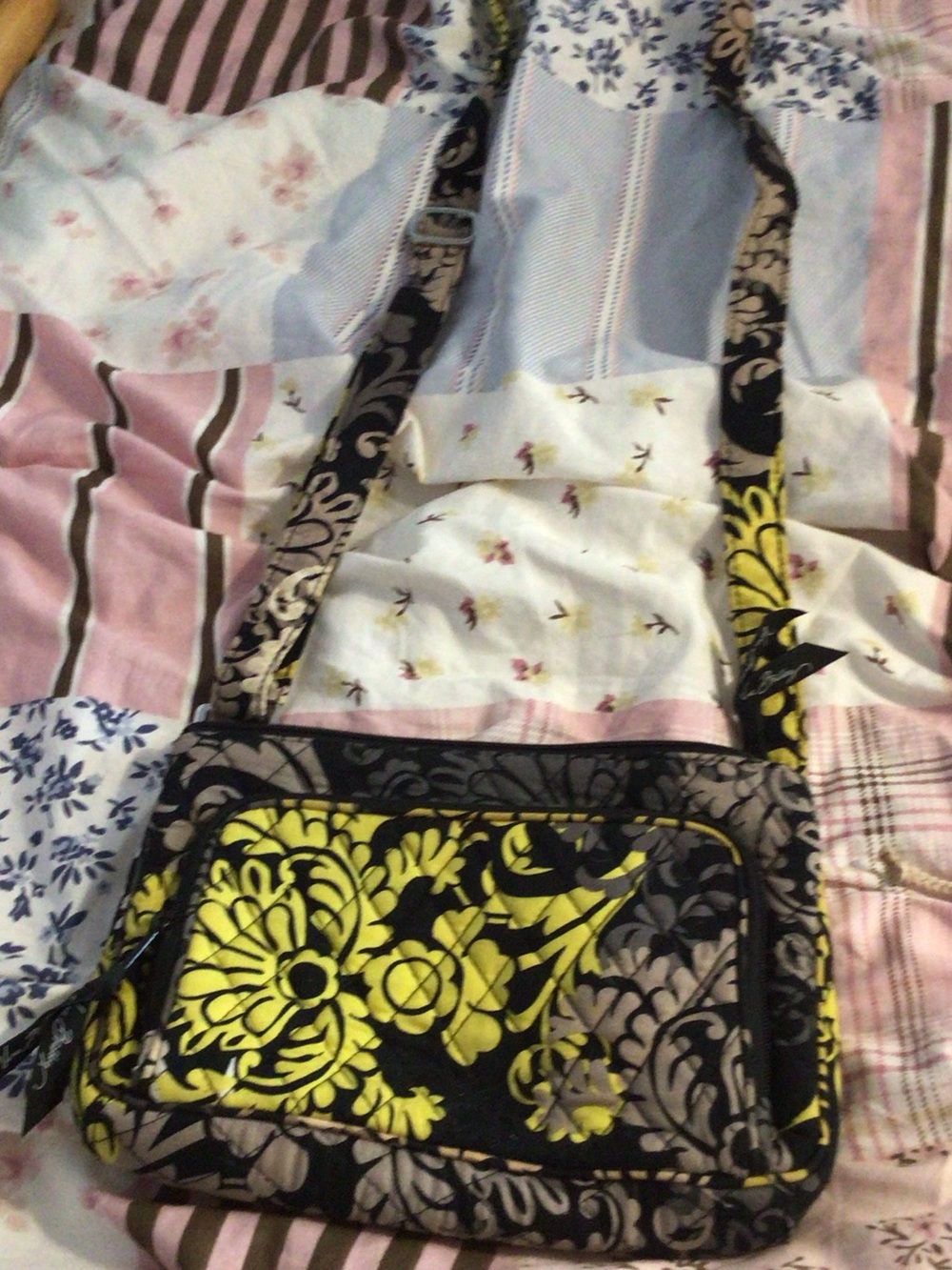 Vera Bradley Black and Yellow Floral Crossbody Bag